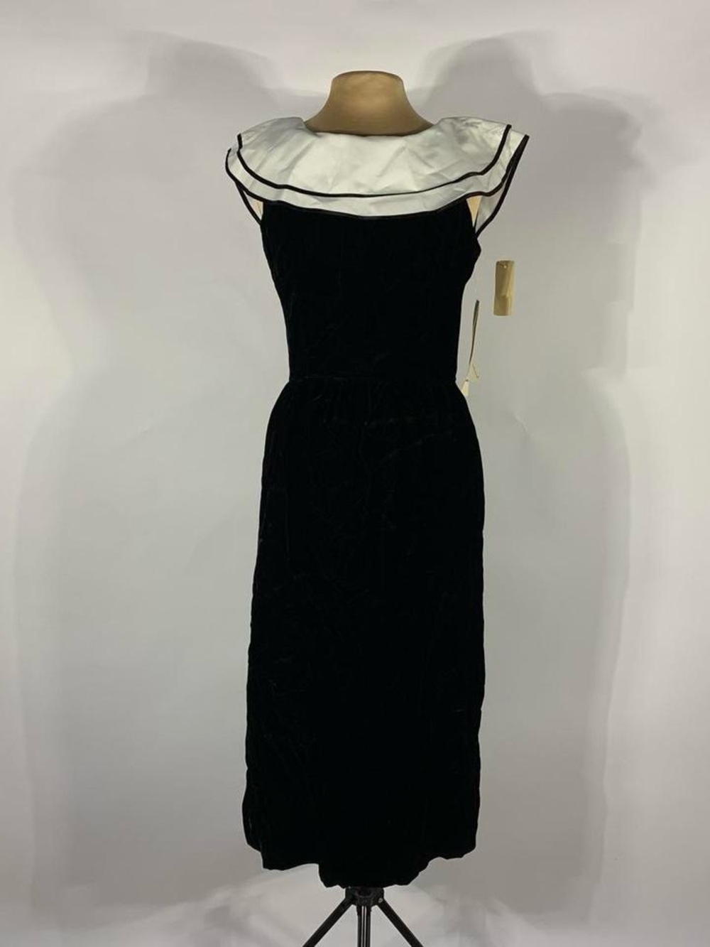 Lanz Originals Black Velvet Sailor Collar Maxi Dress Deadstock Size 14 Fits Med
